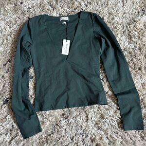 Aritzia Green Fitted Blouse